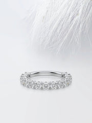 Round Cut Moissanite Scallop Diamond Wedding Band for Women Mapple Gems